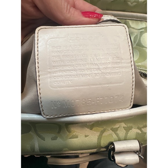 Coach Signature C Monogram overnight weekender Tote Bag Light Green Leather Trim - Picture 7 of 10